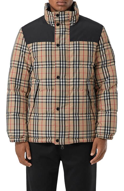 burberry reversible hooded down puffer coat|Reversible Check Keswick Puffer Jacket in Sand .